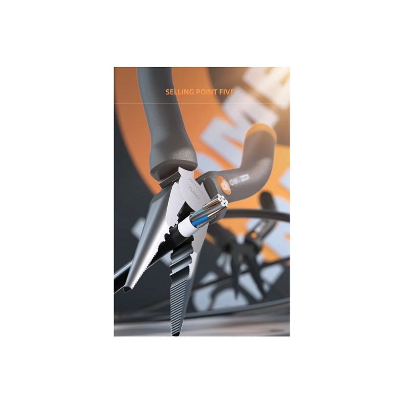 Длинногубцы Deli HS HT2106C, 160 мм, Soft Touch, оранжевый