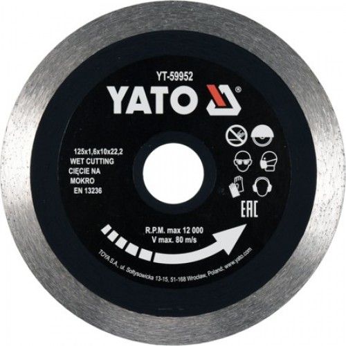 Круг алмазный 125x22.2x1.6 мм. сплошной Yato YT-59952