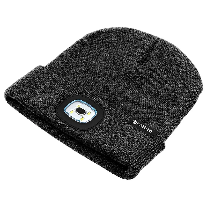 Шапка со сьемным фонариком, серая, 21х23см 1Вт, 3 реж.раб., 120Лм, время раб 2-3 ч Forsage F-444 (Grey)