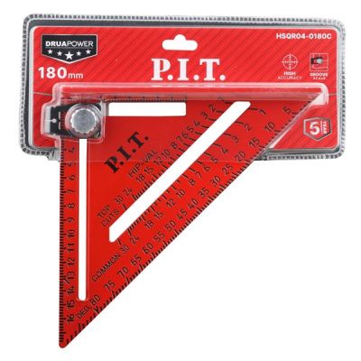 Угольник Свенсона метрический плотницкий с разметочным маркером DRUA HSQR04-0180C (180 мм) PIT HSQR04-0180C