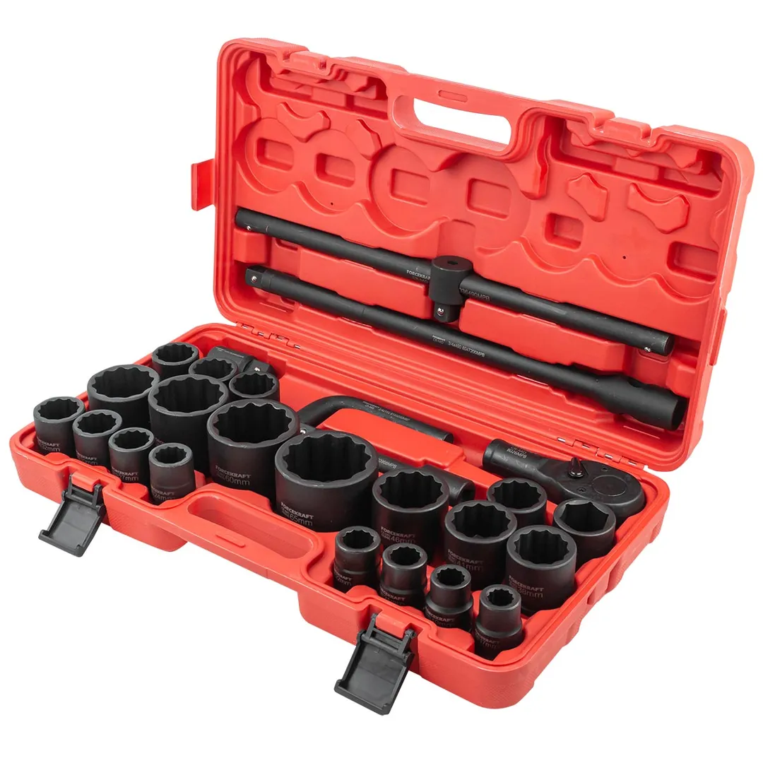 Набор ударных головок 26 пр, 3/4''&1'' 6-гр. 17-65 мм ForceKraft FK-68262-9MPB