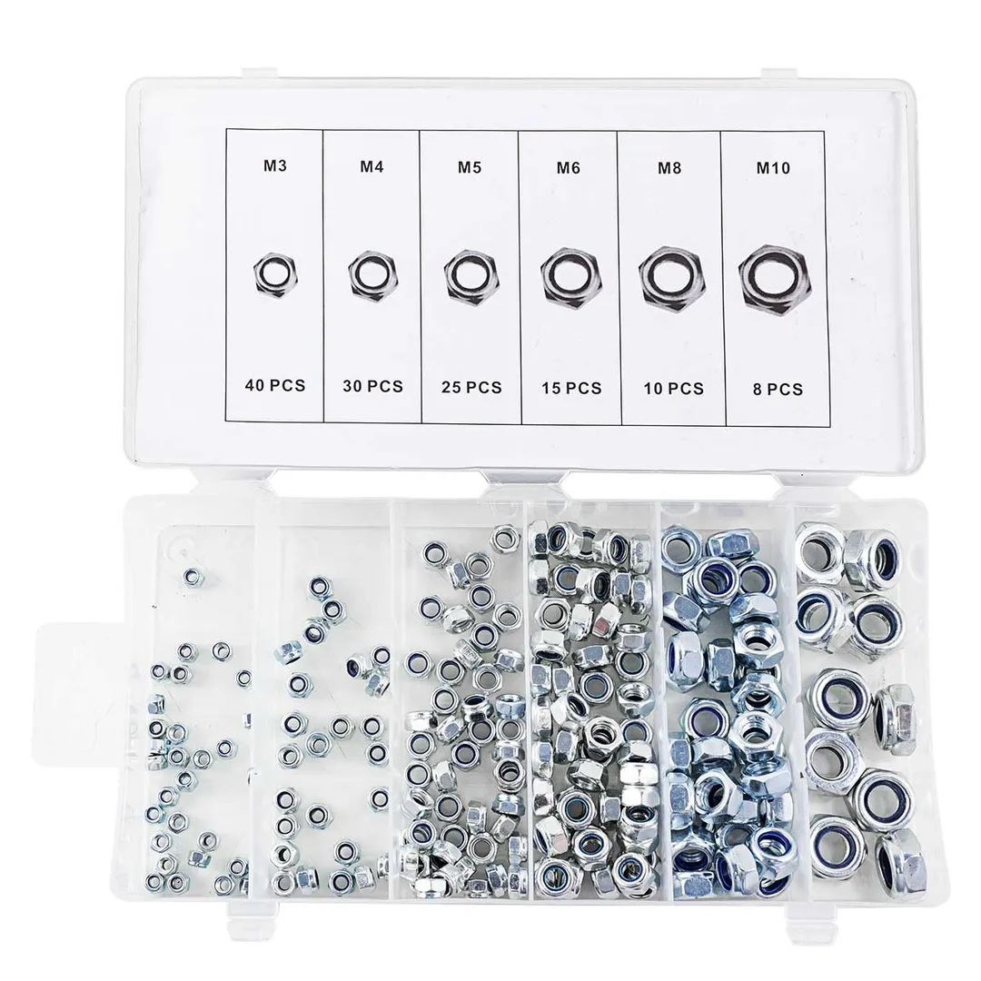 Набор самоконтрящихся гаек 195 пр, М3, М4, М5, М6, М8, М10 Forsage F-846