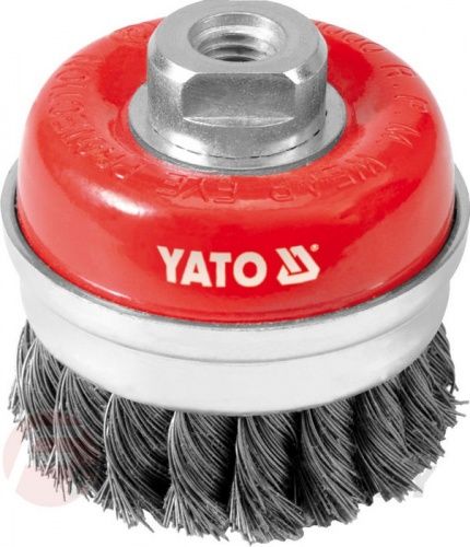 Щётка-крацовка чашка крученная с кольцом 75 мм М14 INOX Yato YT-4768