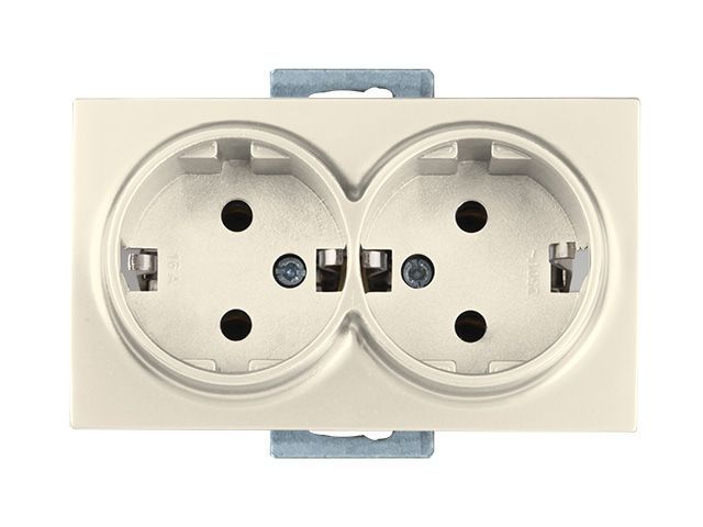 Розетка 2-ая, скрытая, с/з, кремовая, DARIA, 16 A, 250 V, IP 20, Mutlusan 21002020202