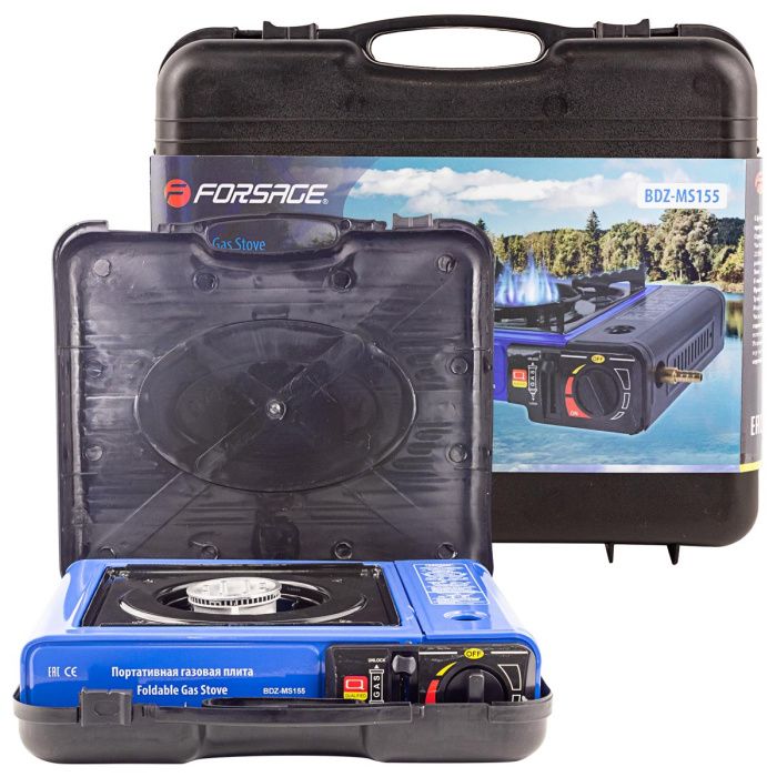 Плита газовая портативная 34х25.5х8.5 см, 2.5кВт, 700°С, расход газа 160г/ч Forsage F-BDZ-MS155