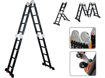 Лестница алюминевая многофункциональнвя 4х4 ступ., h229/465 см, 13,8 кг BLACK LINE STARTUL ST9930-04