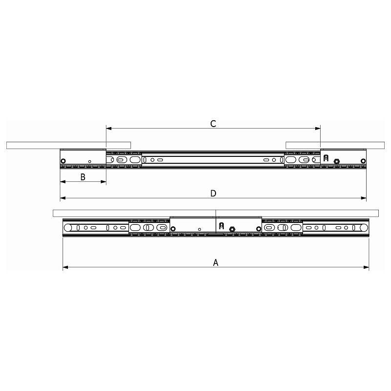 Механизм для раздвижных столов внутренний синхронный со стопором L-650 мм AKS 114296