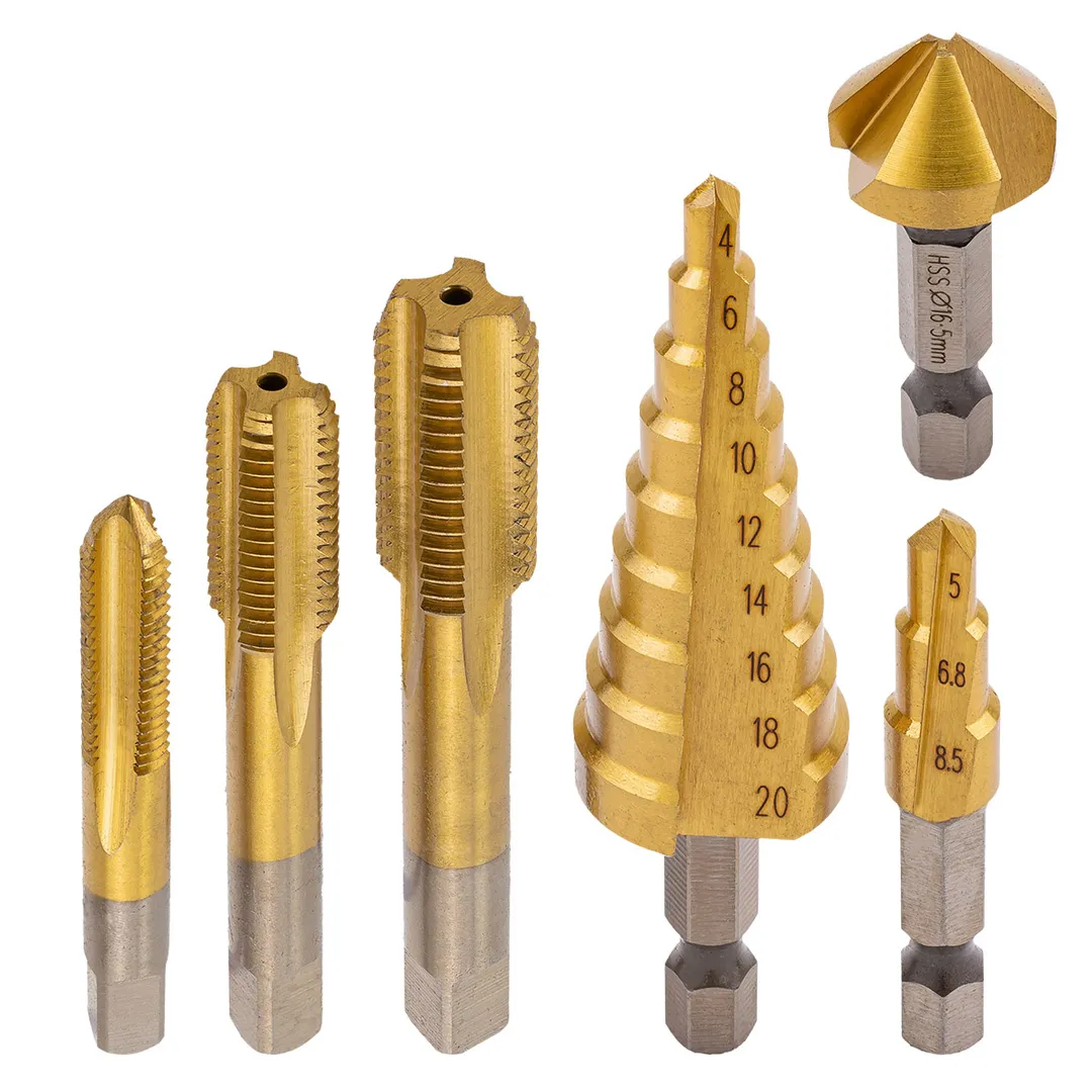 Набор метчиков и сверел ступенчатых 6 пр. RockForce RF-44731