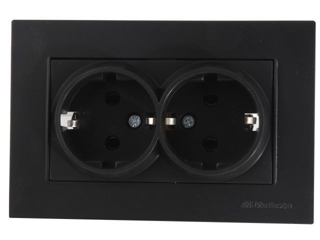Розетка 2-ая, скрытая,с/з, черная, RITA, 16 A, 250 V, IP 20, Mutlusan 22202020284
