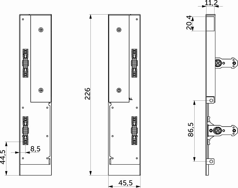 Держатель передней стенки внутреннего ящика h199 Evolution графит с рейлингом на фасаде SLIMBOX EVOLUTION 112468
