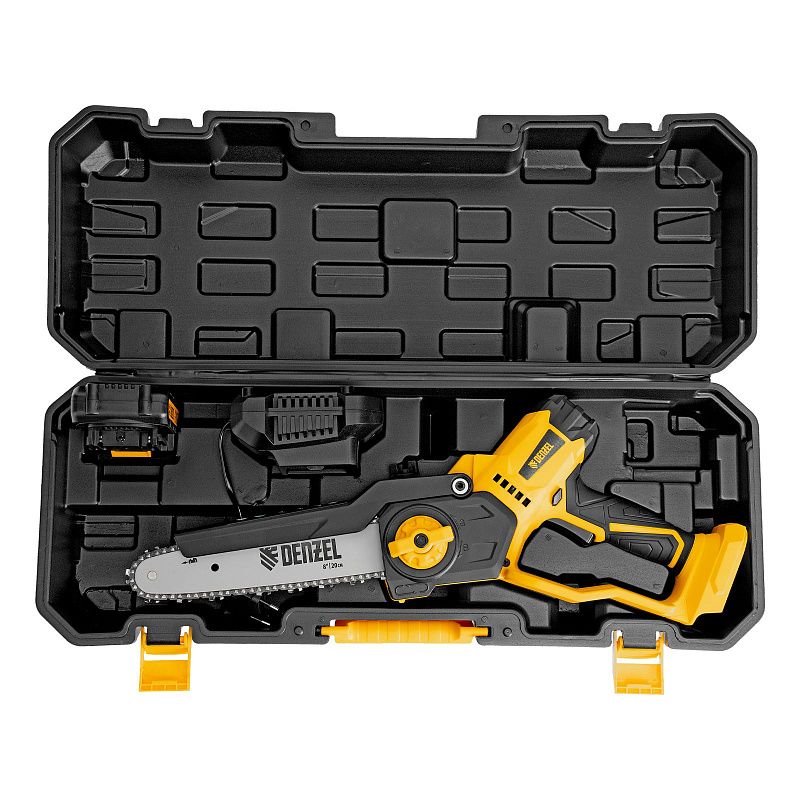 Цепная мини-пила аккумуляторная бесщет., СCS-200BL, шина 200 мм, Li-Ion, 20 В Denzel 58653