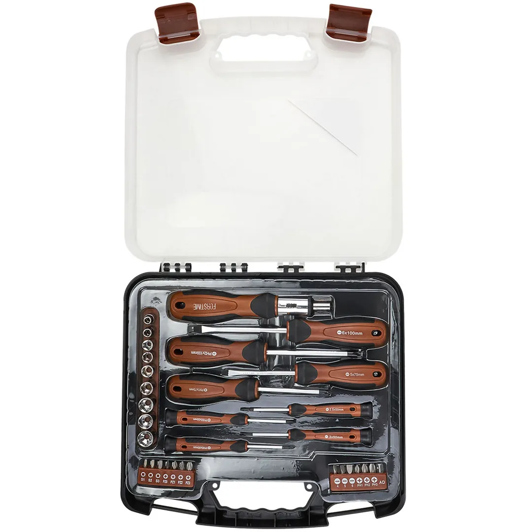Набор отверток в комплекте с битами и 6-гр головками 32пр. FORSTIME FT-7032