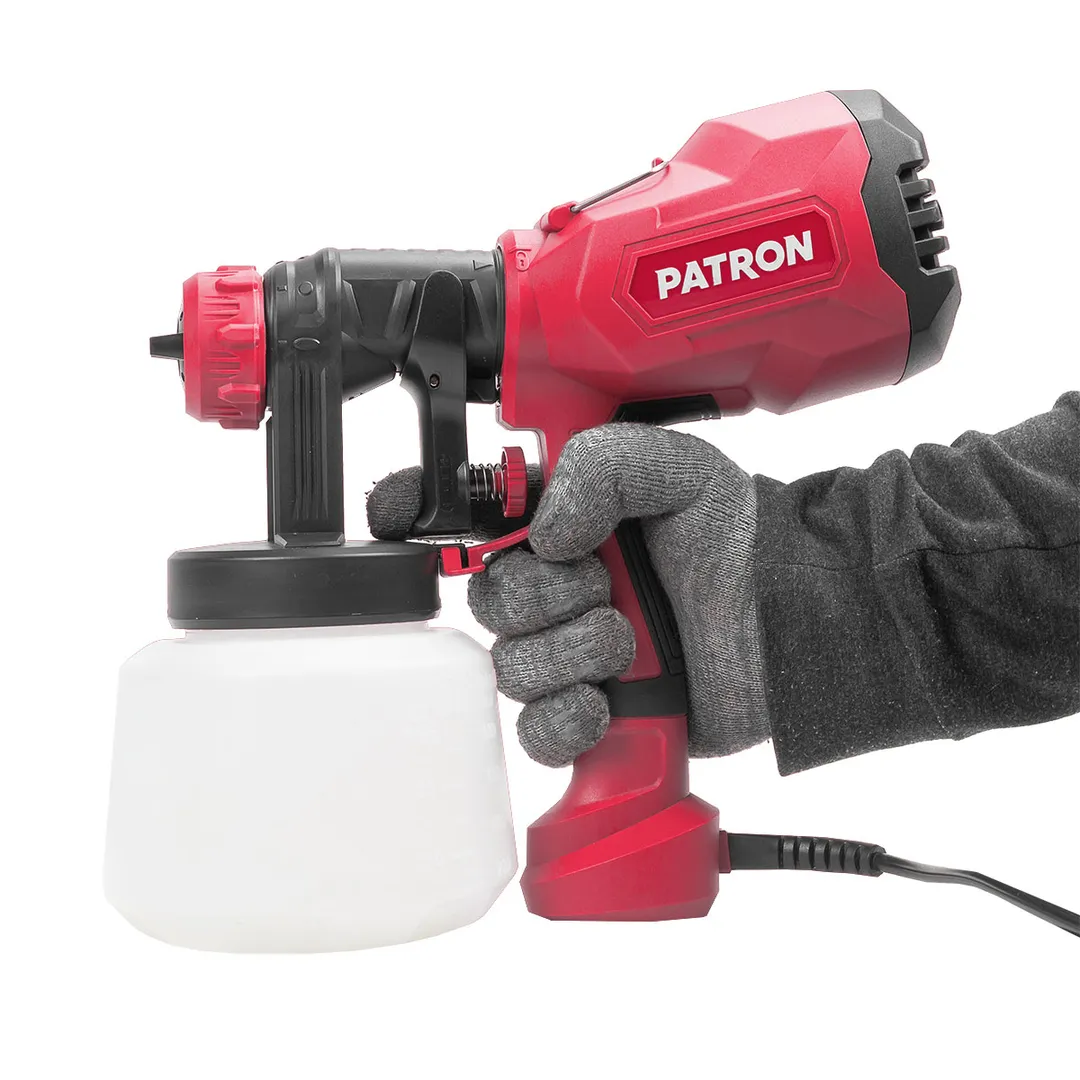 Краскопульт ручной электрический 230В, 400Вт, объем бачка 1л, макс.расход краски 800 мл/мин PATRON P-SG100-640H