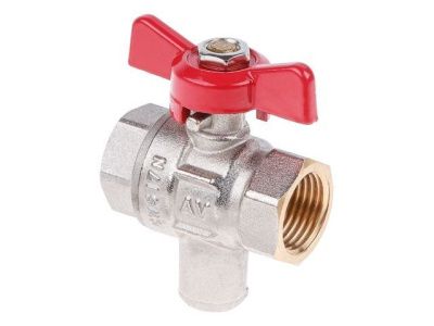 Кран шаровый 1/2'' под манометр, ручка-флажок PN40 AV Engineering