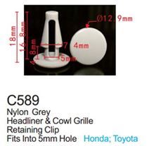 Клипса для крепления внутренней обшивки а/м Хонда пластиковая, 100 шт Forsage C0589(Honda)