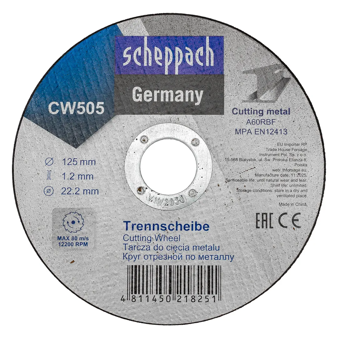 Круг отрезной по металлу 125х1,2х22,2 мм, 50 шт Scheppach Sch-CW505[50шт к-т]