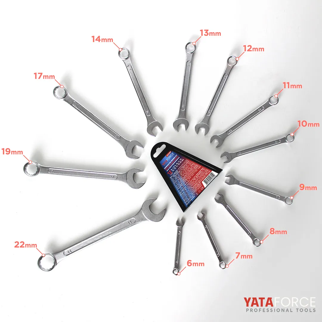 Набор ключей комбинированных 12 пр., 6-14, 17, 19, 22 мм YATAFORCE YF-5123MP