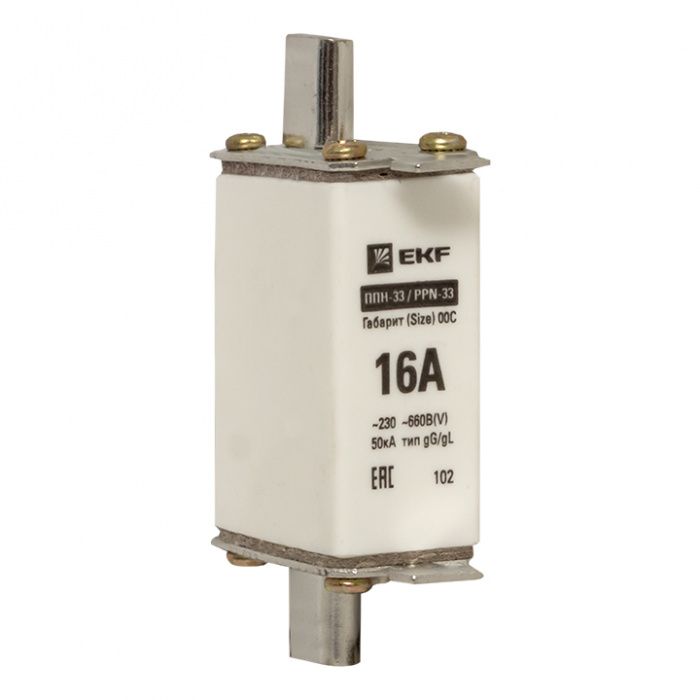 Плавкая вставка ППН-33 100/ 16А габарит 00С EKF fus-33/100/16