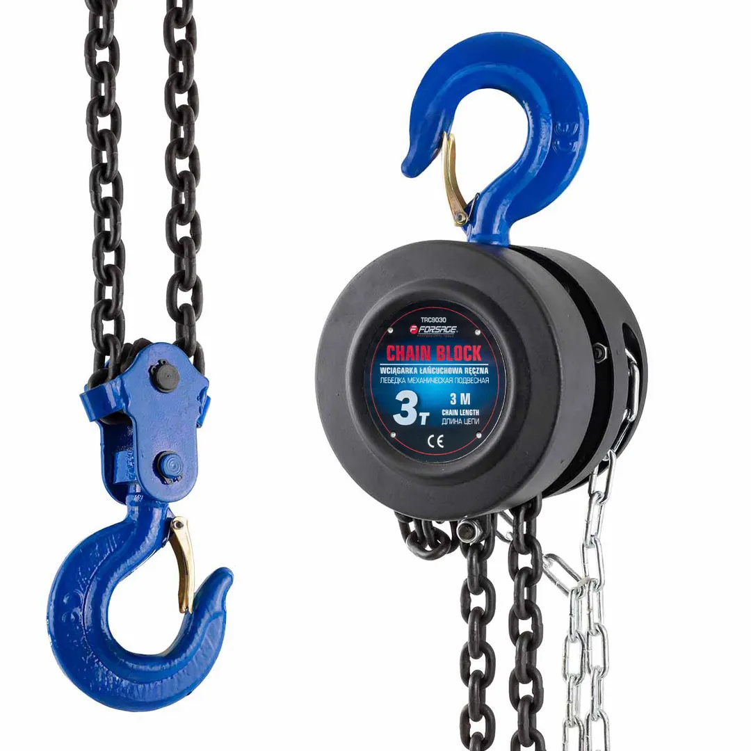 Таль механическая подвесная с фиксацией цепи натяжения 3 т. Forsage F-TR9030