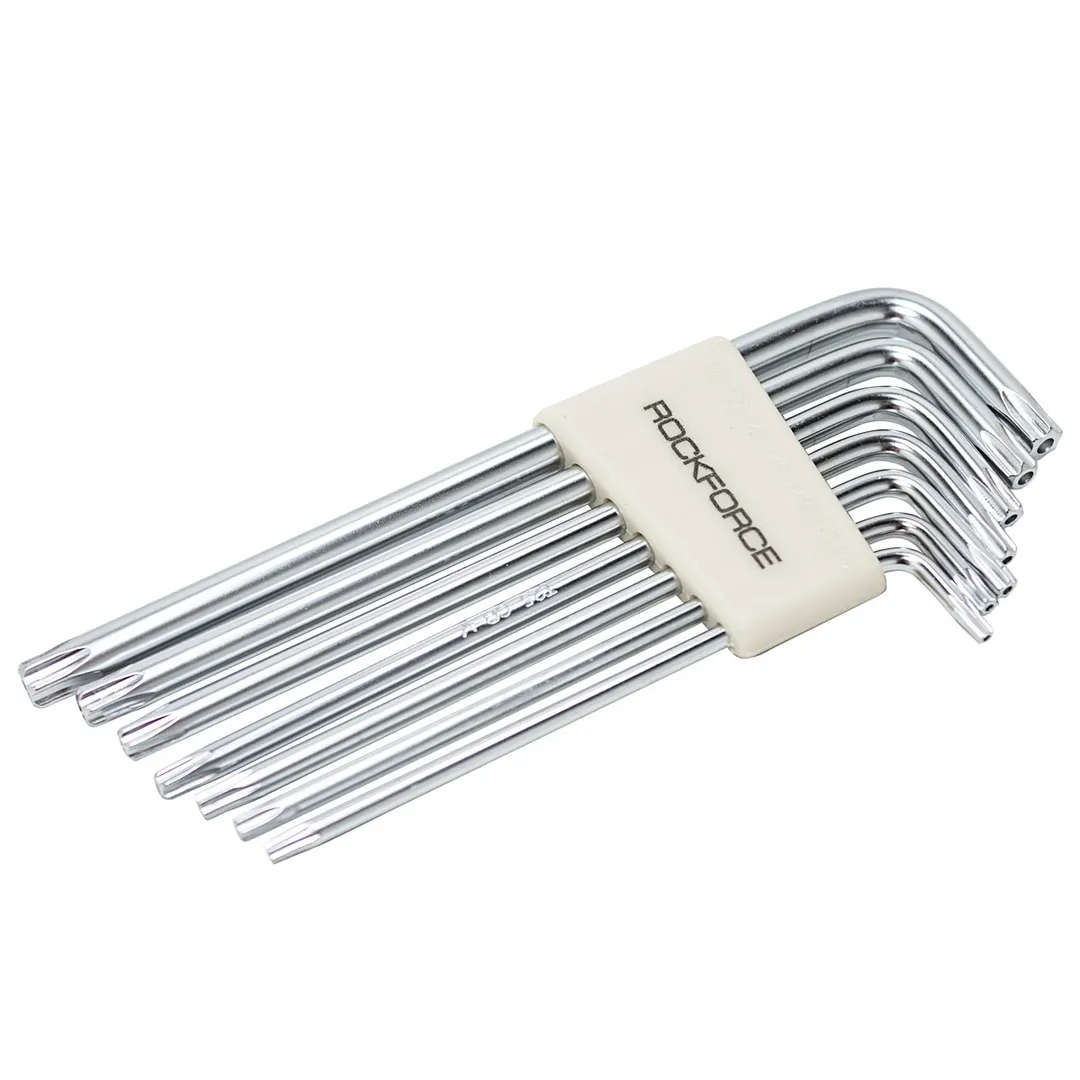 Набор ключей TORX Г-образных длинных с отверстием 7 пр. Т10Н-Т40Н RockForce RF-5071TL