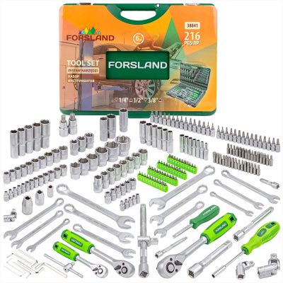 Набор инструментов 216 пр. 1/4", 1/2"&3/8" 6-гр Forsland Forsland-38841