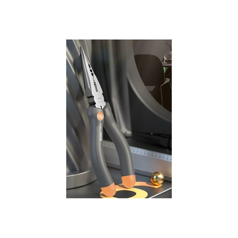 Длинногубцы Deli HS HT2106C, 160 мм, Soft Touch, оранжевый