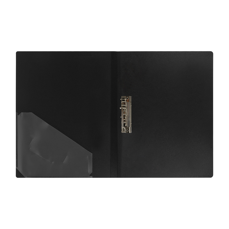 Папка В-611 "Стандарт" с зажимом и карманом, пластик , черный