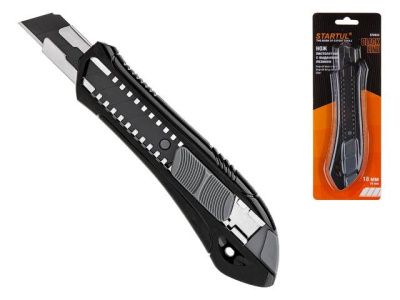 Нож пистолетный с выдвижным лезвием 18мм BLACK LINE STARTUL ST0923