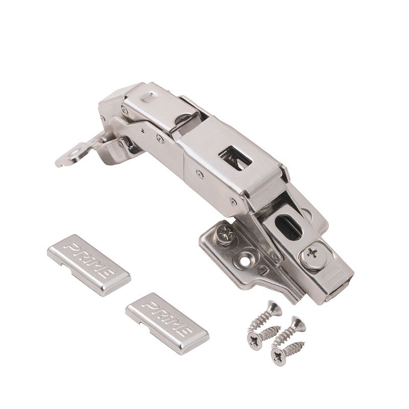 Петля 165° накладная с доводчиком 45мм h0 clip-on 3D, саморезы, заглушки, 0-е вхождение, упак 2 шт., PRIME by AKS 112658