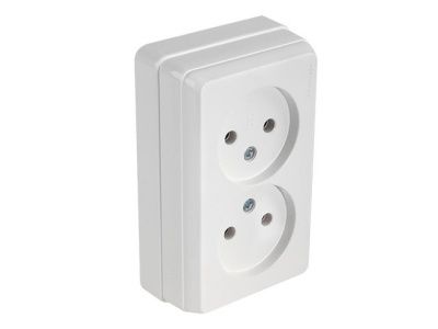 Розетка 2-ая (открытая, б/з, керамика) белая, BRON, (10 A, 250 V, IP 20) Mutlusan 21602010201