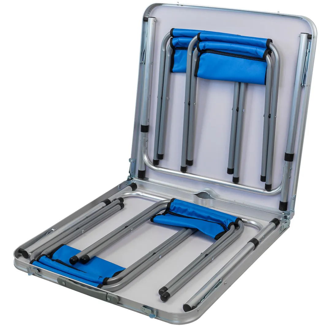 Стол с кладной со стульями для кемпинга 120х60х50/60/70 см, 4 стула KINGTUL KT-09517M