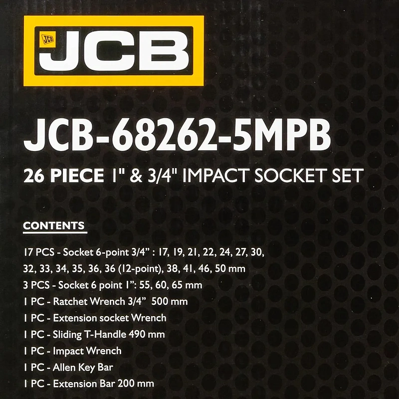Набор инструментов ударных 26 пр, 3/4'', 1'' 6-гр. JCB JCB-68262-5MPB