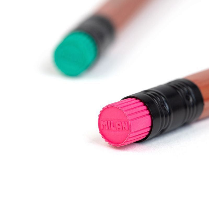 Карандаш простой Milan "Cooper", HB, с ластиком, разноцветный