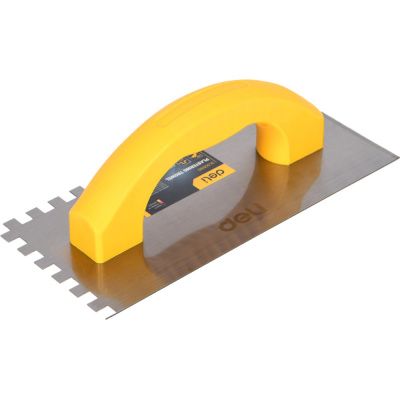 Кельма зубчатая Deli EDL509310, 230х100 мм, желтый