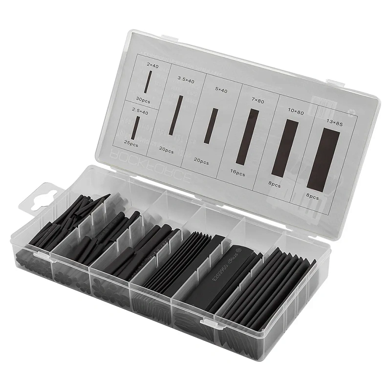 Трубки термоусадочные 2.0x40, 2,5x40, 3,5x40, 5x40, 7x80, 10x80, 13x85 мм 127 пр RockForce RF-820