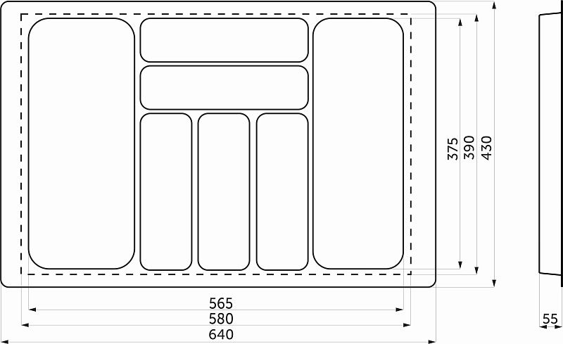 Лоток для столовых приборов 700 BASIC 640*430, белый AKS 113745
