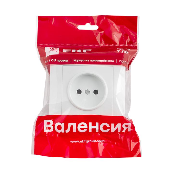 Валенсия розетка 1-местная б/з 10А белая с защ, штор, EKF PROxima EWR10-022-10