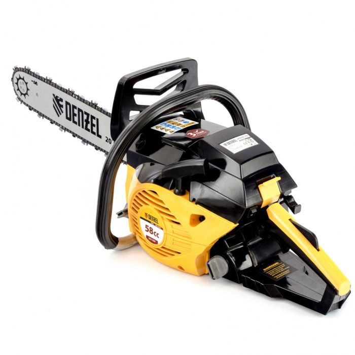 Пила цепная бензиновая DGS-5820, шина 50 см, 58 см3, 4,1 л.с., шаг 0,325, паз 1,5 мм, 76 звеньев Denzel 95235