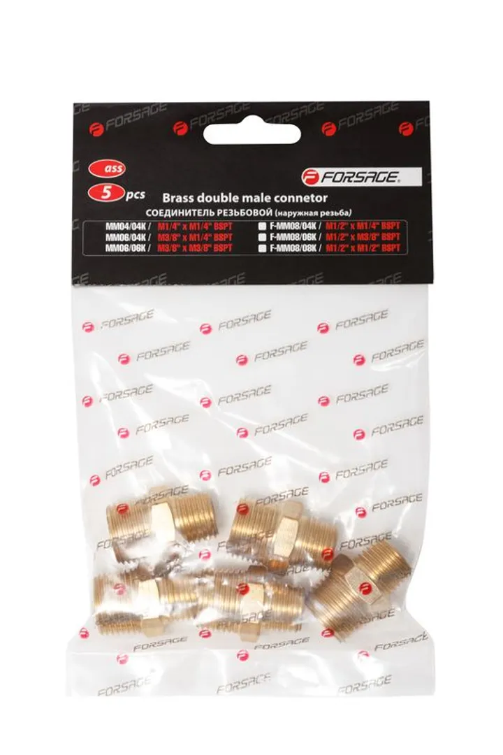 Переходник резьбовой, наруж. резьба 1/4"-3/8", к-т 5 шт Forsage F-MM06/04K
