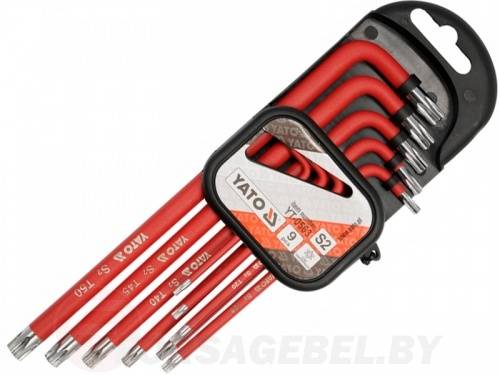 Набор ключей TORX с отверстием T10-T50 удл. S2 9 пр. Yato YT-0563