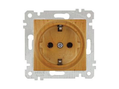 Розетка 1-ая (скрытая, без рамки, с/з) дуб, RITA, (16 A, 250 V, IP 20) Mutlusan 22006000258