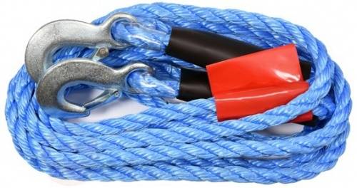 Трос буксировочный плетеный синтетический в комплекте с крюками 250 кг. Vorel 82205