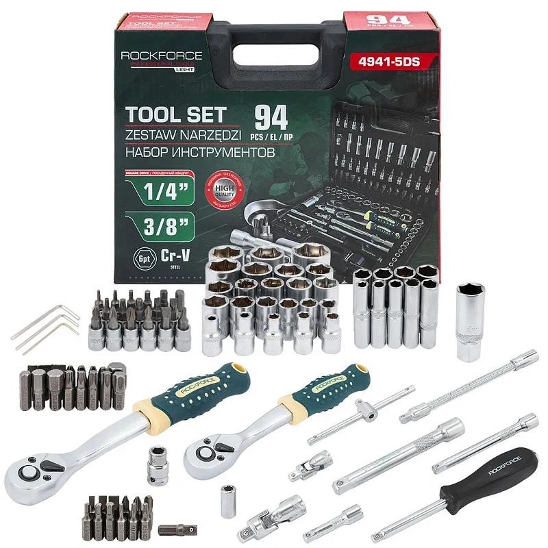 Набор инструментов 94 пр 1/4''&3/8'' 6-гр RockFORCE RF LIGHT-4941-5DS