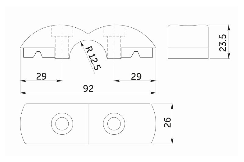 Соединитель стекло/плита к трубе d25, 551, двойной, с вкладышами, вакуумное хромирование AKS 114100