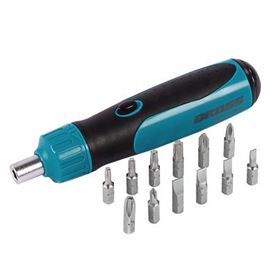 Отвертка реверсивная механизм SmartPush 12 пр. Gross 11611
