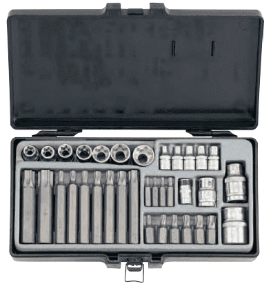 Набор бит Torx, TorxTR 1/4''&10 мм&14 мм и головок Е-профиль 1/4''&3/8'' 35 пр. Force 4352