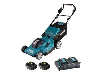 Газонокосилка аккумуляторная DLM538CT2, 18.0 В, 2 акк., 5.0 А/ч, Li-Ion, шир. 500 мм, выс. 20-100 мм, пластм. корпус, травосборник 70