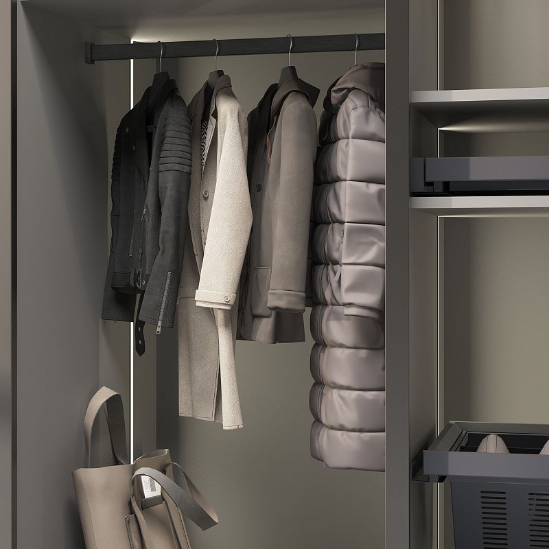 Штанга гардеробная прямоуг. FAME L-1000 с концевыми держателями, черный браш AKS 124830