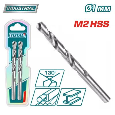 Сверло по металлу M2 HSS 1мм TOTAL TAC1200102 (2шт.)