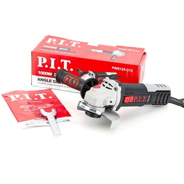 Шлифмашина угловая электрич., 1000Вт, 125мм, 3500-11000, М14, компаунд, подшипник PIT PWS125-C12